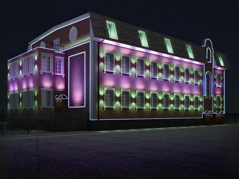 Архитектурное освещение зданий, подсветка фасадов зданий. Архитектурная подсветка