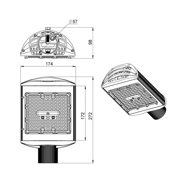Уличный консольный светильник 40 Вт. Магистраль Эко v3.0 155×70°