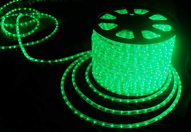  Дюралайт светодиодный круглый, зеленый. Дюралайт двухжильный 17 диодов на метр.