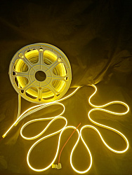 Гибкий светодиодный неон 12 V.  Flex Neon 12 вольт.  Гибкий неон желтый